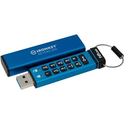 Kingston Technology IronKey Keypad 200 USB flash drive 16 GB USB Type-A 3.2 Gen 1 (3.1 Gen 1) Blue