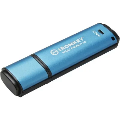 Kingston Technology IronKey Vault Privacy 50 USB flash drive 64 GB USB Type-A 3.2 Gen 1 (3.1 Gen 1) Black, Blue